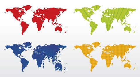 colored vector world map